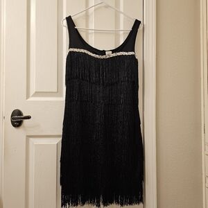 Halloween Costume Black Fringe Fapper Dress